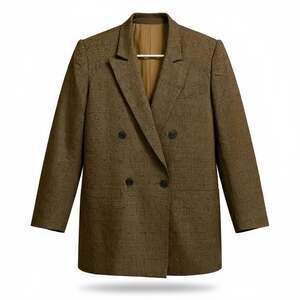 VTG Michelle Stuart Double Breasted Woven Brown Blazer Size 6 Academia Preppy